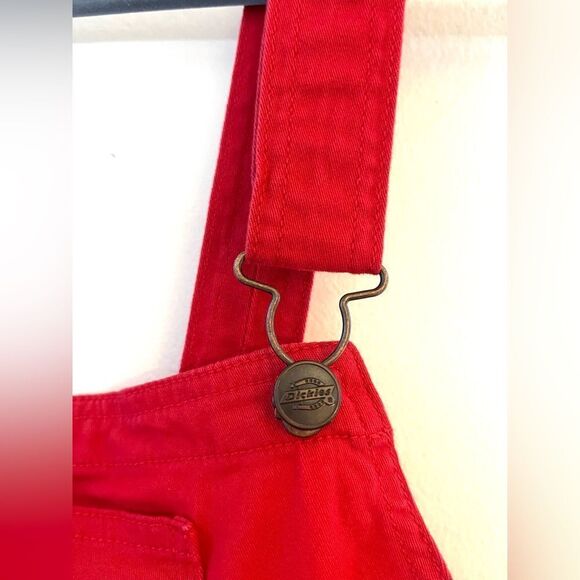 Dickies Overalls Frayed Hem Dress With Stretch in Red Size Large NWT - Picture 5 of 9